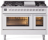 Professional Plus II 48 Inch Dual Fuel Liquid Propane Freestanding Range in White with Trim