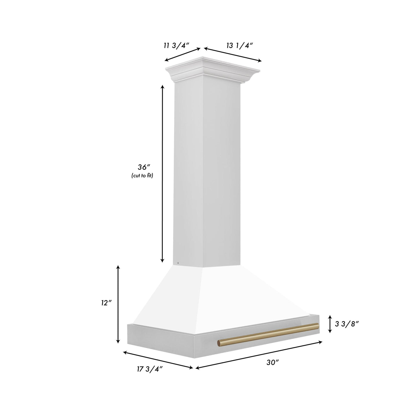 ZLINE 30 in. Autograph Edition Convertible Stainless Steel Range Hood with White Matte Shell and Champagne Bronze Accents (KB4STZ-WM30-CB) [Color: Champagne Bronze]