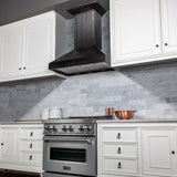 ZLINE Wooden Wall Mount Range Hood In Rustic Dark Finish - Includes Motor (KPDD)