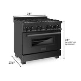 ZLINE 36 in. Black Stainless 4.6 cu.ft. 6 Gas Burner/Electric Oven Range (RAB-36)