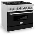 ZLINE 36 in. Professional Dual Fuel Range in DuraSnow Stainless Steel with Color Door Finishes (RAS-SN-36) [Color: Black Matte]