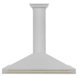 ZLINE 48 in. Autograph Edition Convertible Fingerprint Resistant DuraSnow Stainless Steel Range Hood with Champagne Bronze Handle (KB4SNZ-48-CB) [Color: Gold Accents]