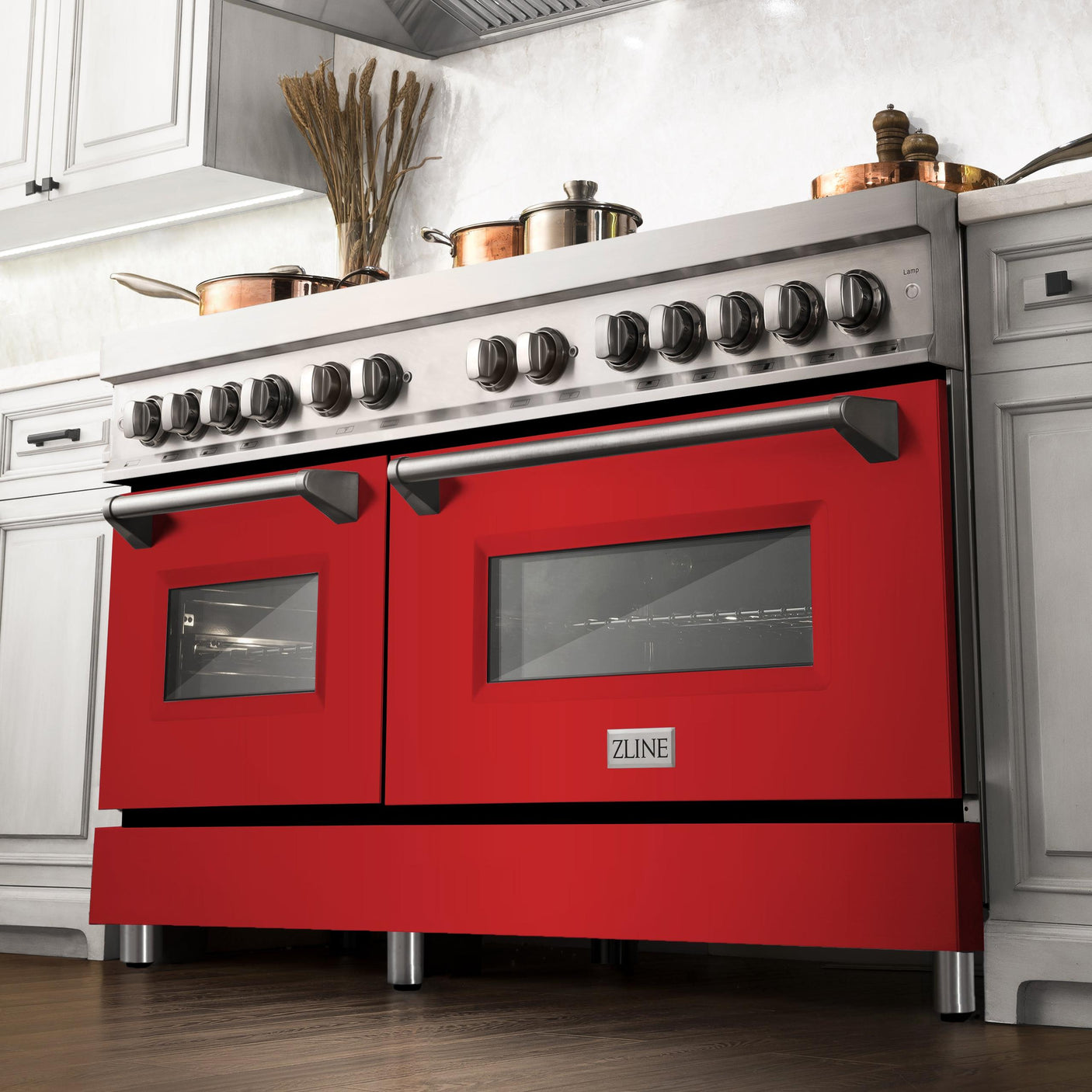 ZLINE 60 in. 7.4 cu. ft. Dual Fuel Range with Gas Stove and Electric Oven in Stainless Steel with Color Options (RA60) [Color: Red Matte]