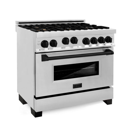 ZLINE Autograph Edition 36" 4.6 cu. ft. Range with Gas Stove and Gas Oven in Stainless Steel with Accents (RGZ-36) [Color: Champagne Bronze]