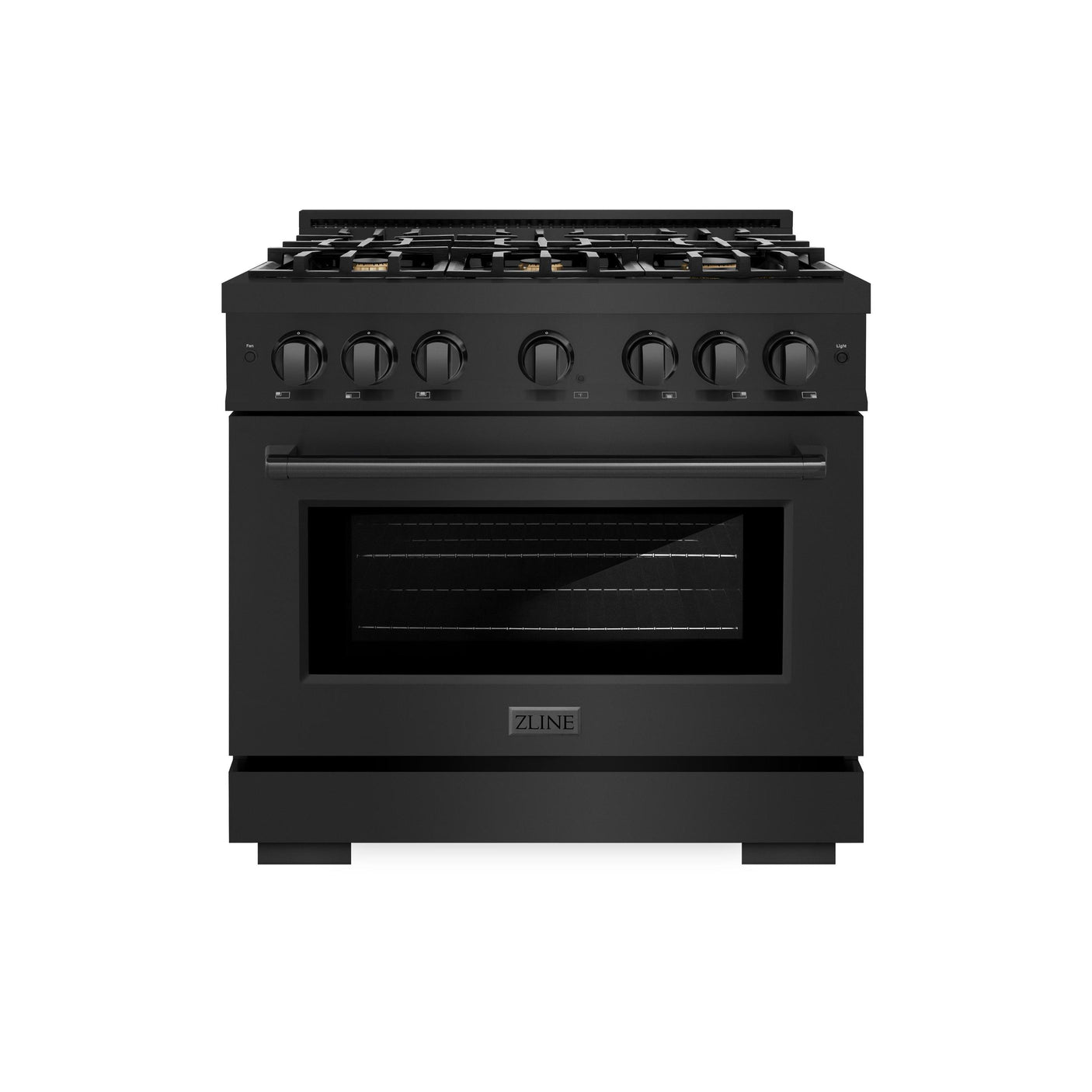 ZLINE 36 in. 5.2 cu. ft. Select Gas Range with Convection Gas Oven in Black Stainless Steel with 6 Brass Burners (HGRB-BR-36)