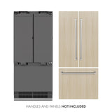 ZLINE 36 in. 19.6 cu. ft. Panel Ready French Door Built-In Bottom Freezer Refrigerator with Water Dispenser and Ice Maker with Graphite Gray Interior (GRBIV-36)