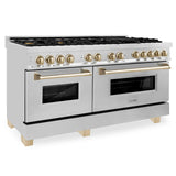 ZLINE Autograph Edition 60" 7.4 cu. ft. Dual Fuel Range with Gas Stove and Electric Oven in Stainless Steel with Accents (RAZ-60) [Color: Champagne Bronze]