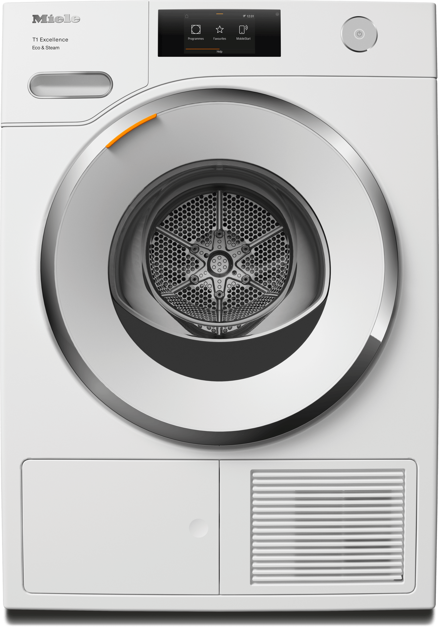 TXR860WP Eco & Steam - T1 Heat-Pump Dryer: With Miele@home and SteamFinish for smart laundry care.