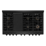 ZLINE 48 in. 6.7 cu. ft. Paramount Double Oven Dual Fuel Range in Black Stainless Steel with 8 Brass Burners (SDRB-BR-48)