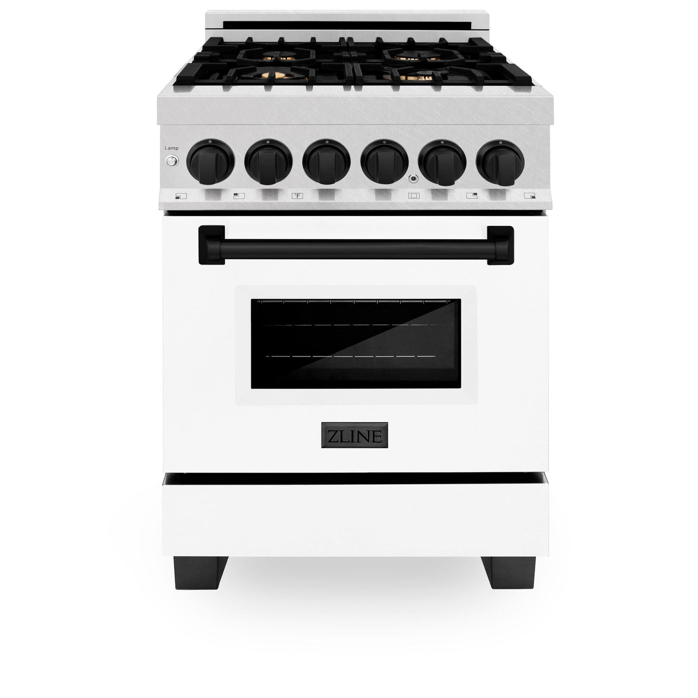 ZLINE Autograph Edition 24" 2.8 cu. ft. Dual Fuel Range with Gas Stove and Electric Oven in DuraSnow Stainless Steel with White Matte Door and Accents (RASZ-WM-24) [Color: Matte Black]