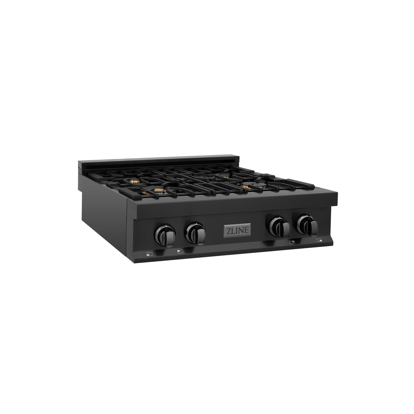 ZLINE 30 in. Porcelain Rangetop in Black Stainless with 4 Gas Burners (RTB-BR-30) with Brass Burners