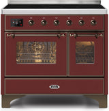 Majestic II 40 Inch Electric Freestanding Range in Burgundy with Bronze Trim