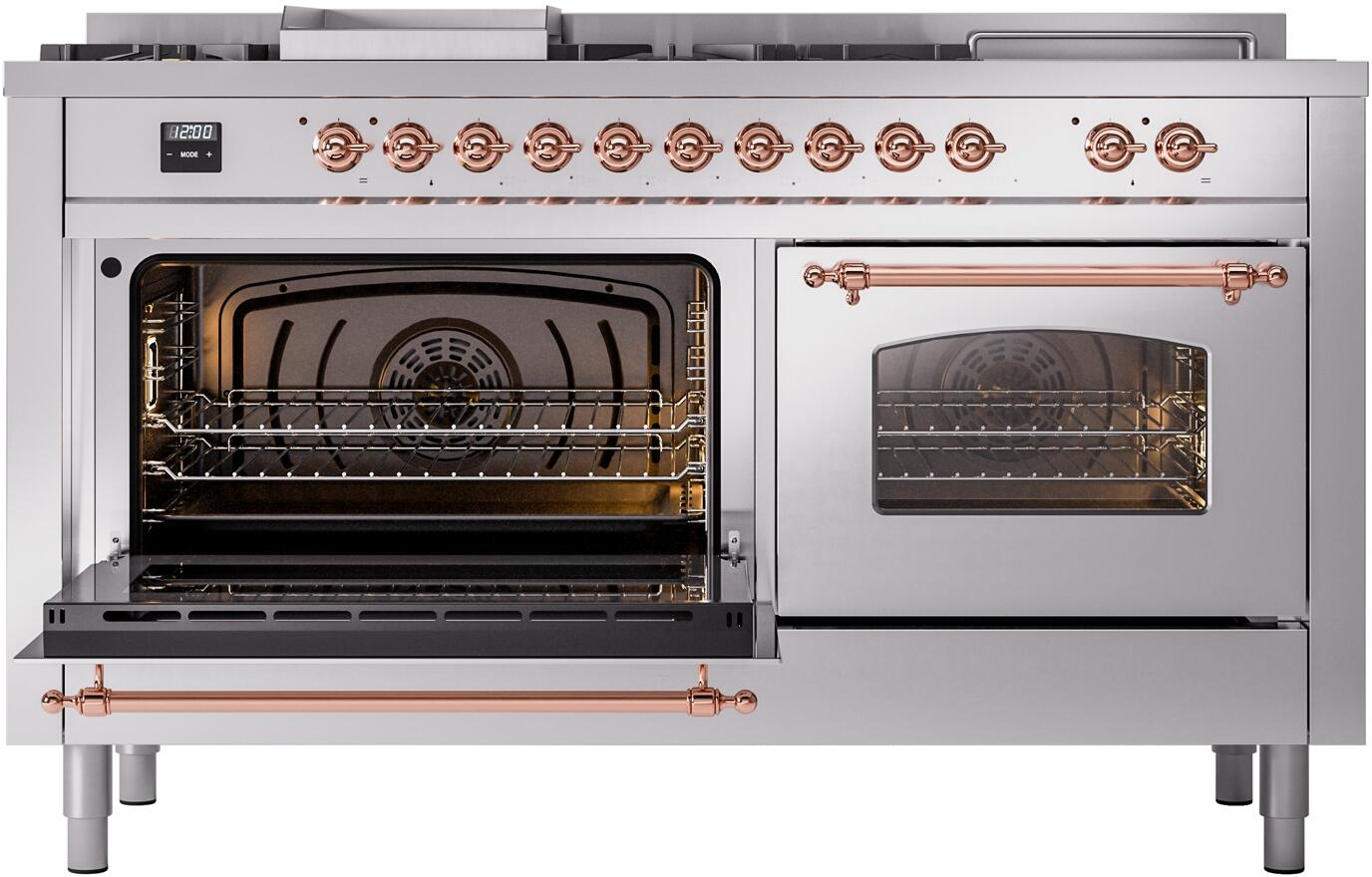 Nostalgie II 60 Inch Dual Fuel Liquid Propane Freestanding Range in Stainless Steel with Copper Trim