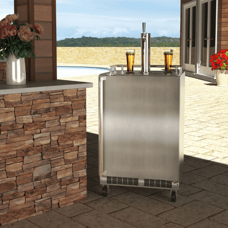 24-In Outdoor Mobile Dispenser For Beer, Wine Or Draft Beverages with Door Style - Stainless Steel