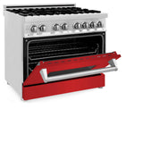 ZLINE 36 in. Dual Fuel Range with Gas Stove and Electric Oven in Stainless Steel (RA36) [Color: Red Matte]