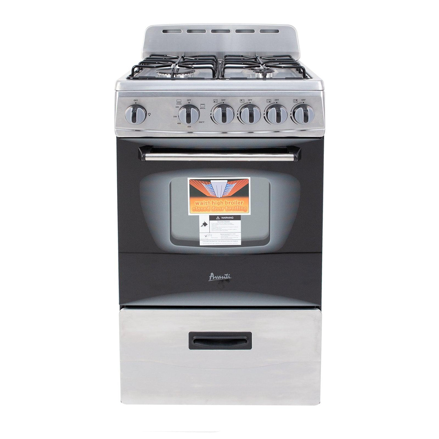 Avanti 20" Compact Gas Range Oven - White / 2.1 cu. ft.