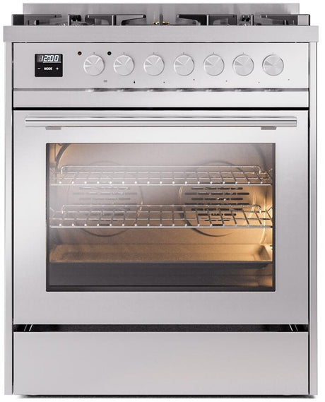 Professional Plus II 30 Inch Dual Fuel Natural Gas Freestanding Range in Stainless Steel with Trim