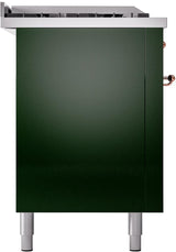 Nostalgie II 60 Inch Dual Fuel Natural Gas Freestanding Range in Emerald Green with Copper Trim