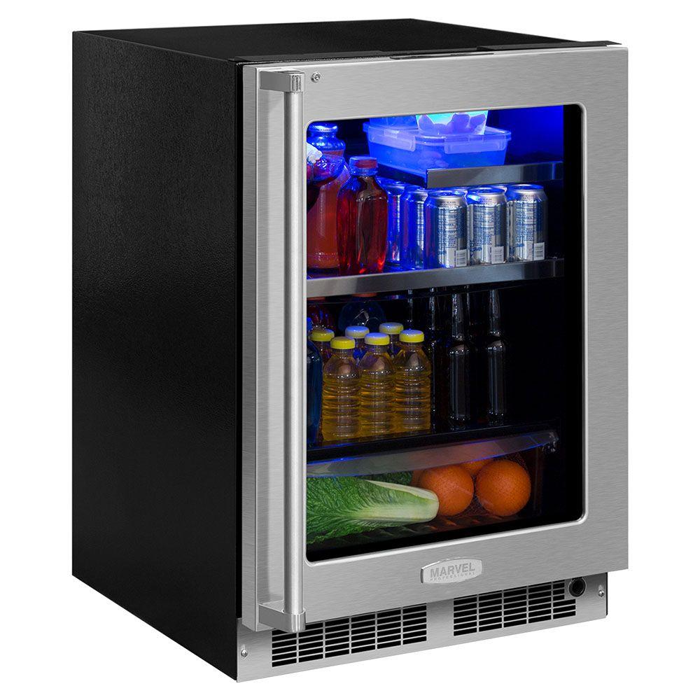 24-In Professional Built-In Beverage Refrigerator with Door Style - Stainless Steel Frame Glass, Door Swing - Right