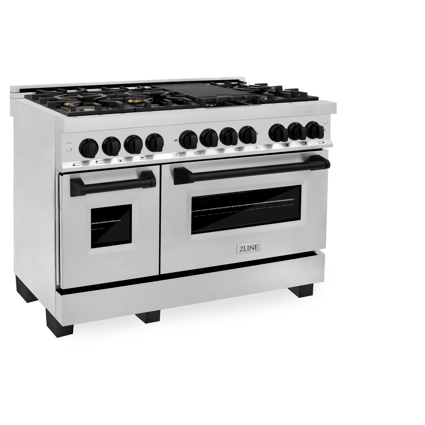 ZLINE Autograph Edition 48" 6.0 cu. ft. Dual Fuel Range with Gas Stove and Electric Oven in Stainless Steel with Accents (RAZ-48) [Color: Matte Black]