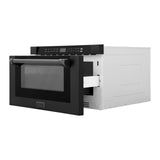 ZLINE 24" 1.2 cu. ft. Built-in Microwave Drawer with a Traditional Handle in Black Stainless Steel (MWD-1-BS-H)