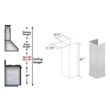 ZLINE 61 in. DuraSnow Stainless Steel Chimney Extension for Ceilings up to 12.5 ft. (8KN4S-E)