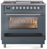 Professional Plus II 36 Inch Dual Fuel Natural Gas Freestanding Range in Blue Grey with Trim