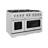 ZLINE 48 in. 6.7 cu. ft. Select Double Oven Gas Range in DuraSnow' Stainless Steel with 8 Brass Burners (HGRS-BR-48)