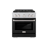 ZLINE 30 in. 4.2 cu. ft. 4 Burner Gas Range with Convection Gas Oven in DuraSnow' Stainless Steel with Black Matte Door (SGRS-BLM-30)