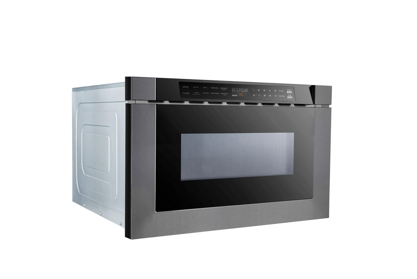 24" Built-In Microwave Drawer - Black Glass & Black Stainless