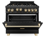 ZLINE Autograph Edition 36" 4.6 cu. ft. Range with Gas Stove and Gas Oven in Black Stainless Steel with Accents (RGBZ-36) [Size: Champagne Bronze]