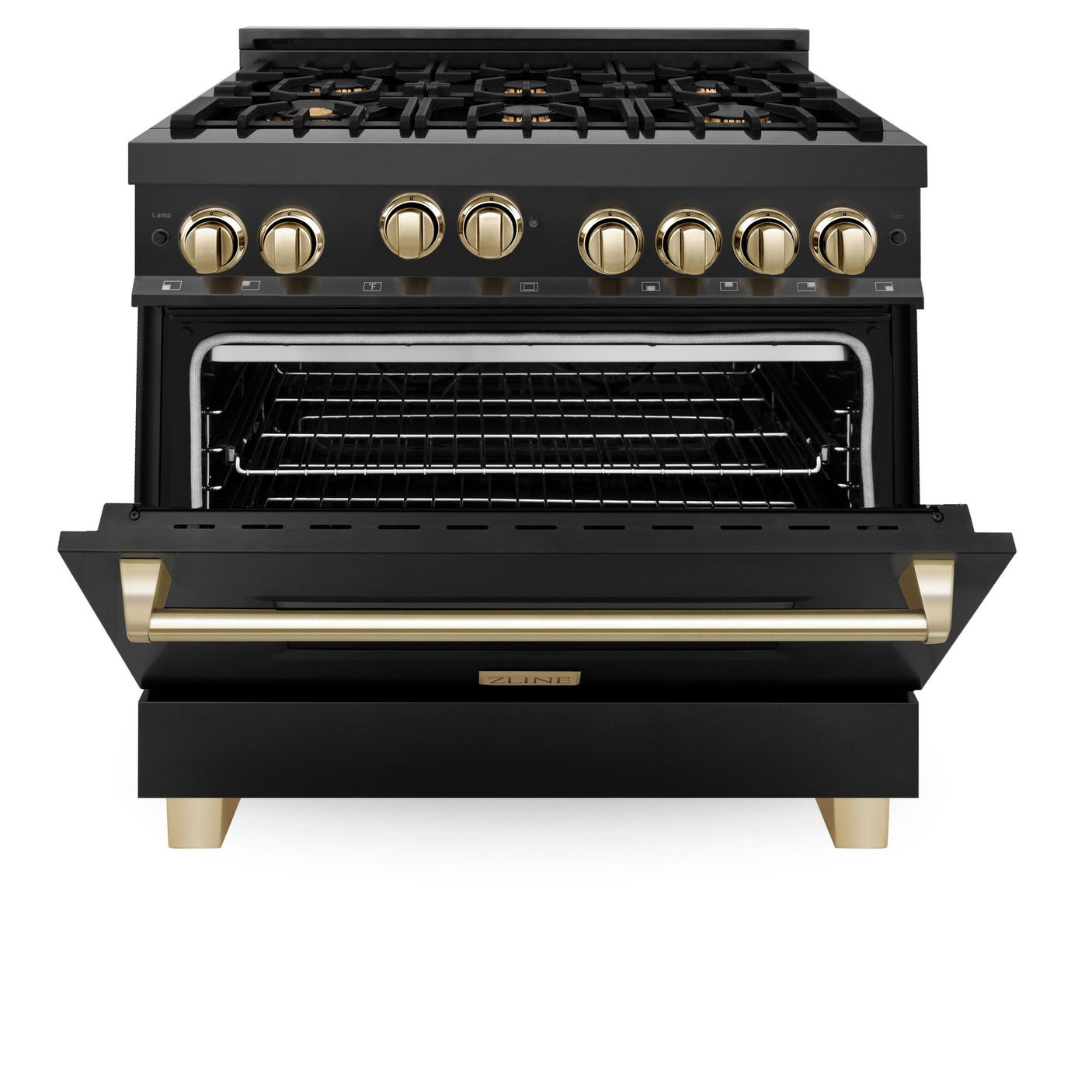 ZLINE Autograph Edition 36" 4.6 cu. ft. Range with Gas Stove and Gas Oven in Black Stainless Steel with Accents (RGBZ-36) [Size: Gold]