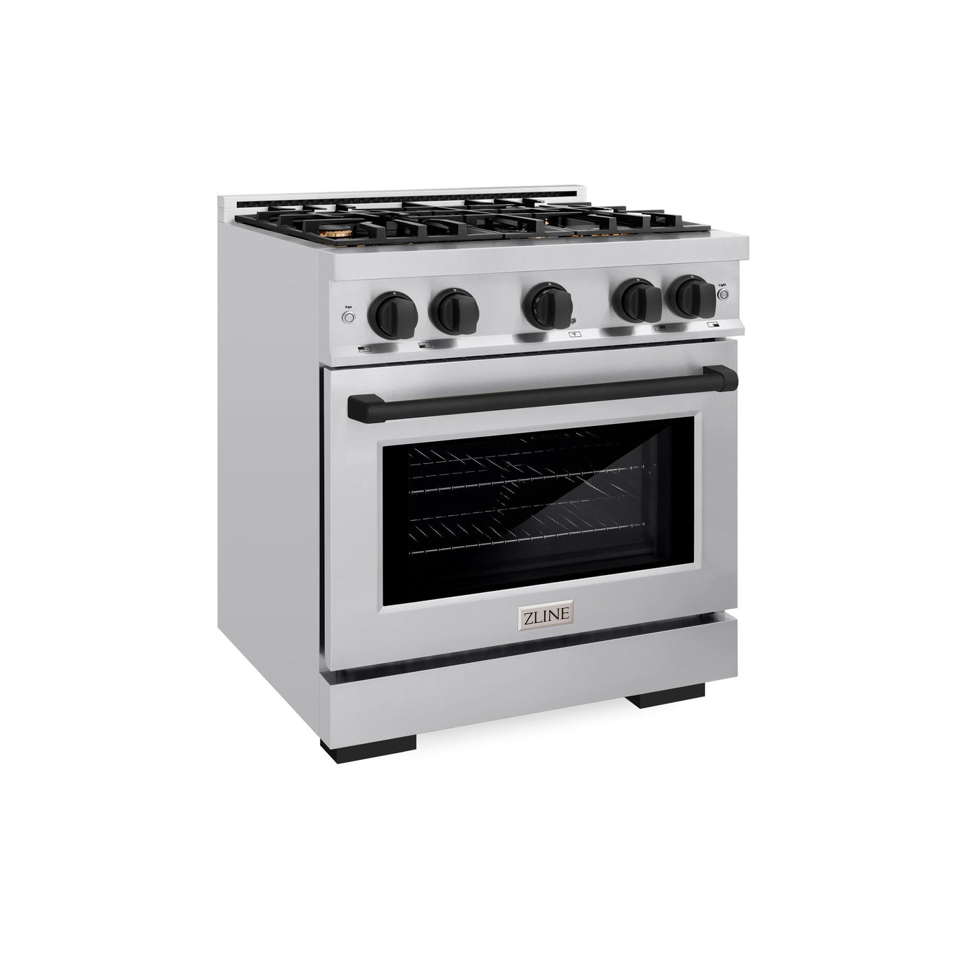 ZLINE Autograph Edition 30 in. 4.2 cu. ft. Select Gas Range with 4 Burner Cooktop and Convection Gas Oven in Stainless Steel and Matte Black Accents (HGRZ-30-MB)