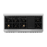 ZLINE 60 in. 7.4 cu. ft. Electric Oven and Gas Cooktop Dual Fuel Range with Griddle and Brass Burners in Stainless Steel (RA-BR-GR-60)