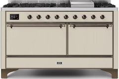 Majestic II 60 Inch Dual Fuel Liquid Propane Freestanding Range in Antique White with Bronze Trim