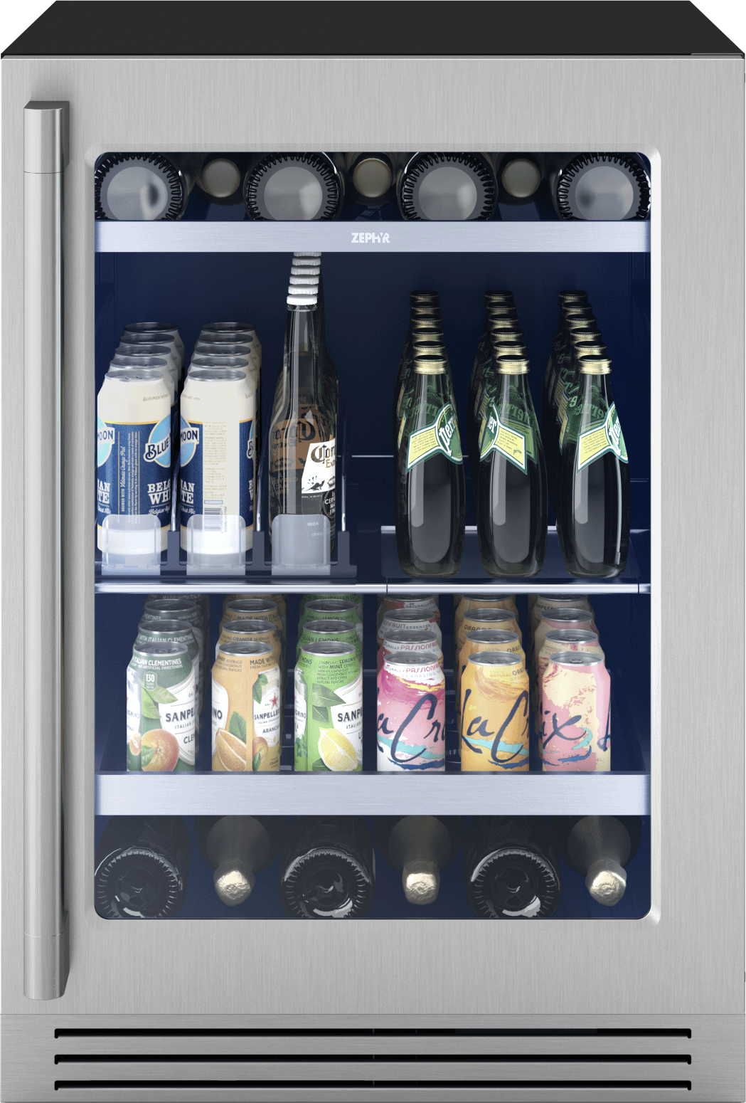 Presrv Pro Beverage Cooler, 24in Under Cabinet, SS+Glass, Reverse Door, 1 Zone