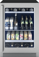 Presrv Pro Beverage Cooler, 24in Under Cabinet, SS+Glass, Reverse Door, 1 Zone