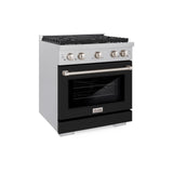 ZLINE 30 in. 4.2 cu. ft. 4 Burner Gas Range with Convection Gas Oven in DuraSnow' Stainless Steel with Black Matte Door (SGRS-BLM-30)