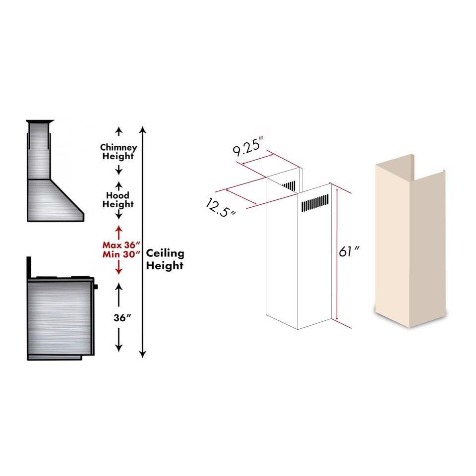 ZLINE 61 in. Wooden Chimney Extension for Ceilings up to 12.5 ft. (KBUF-E)