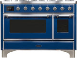 Majestic II 48 Inch Dual Fuel Liquid Propane Freestanding Range in Blue with Chrome Trim