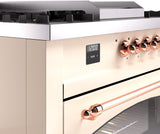 Nostalgie II 60 Inch Dual Fuel Natural Gas Freestanding Range in Antique White with Copper Trim