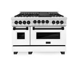 ZLINE Autograph Edition 48" 6.0 cu. ft. Range with Gas Stove and Gas Oven in DuraSnow Stainless Steel with White Matte Door (RGSZ-WM-48) [Color: Champagne Bronze]