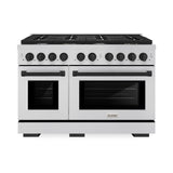 ZLINE Autograph Edition 48 in. 6.7 cu. ft. 8 Burner Double Oven Gas Range in Stainless Steel and Matte Black Accents (SGRZ-48-MB)