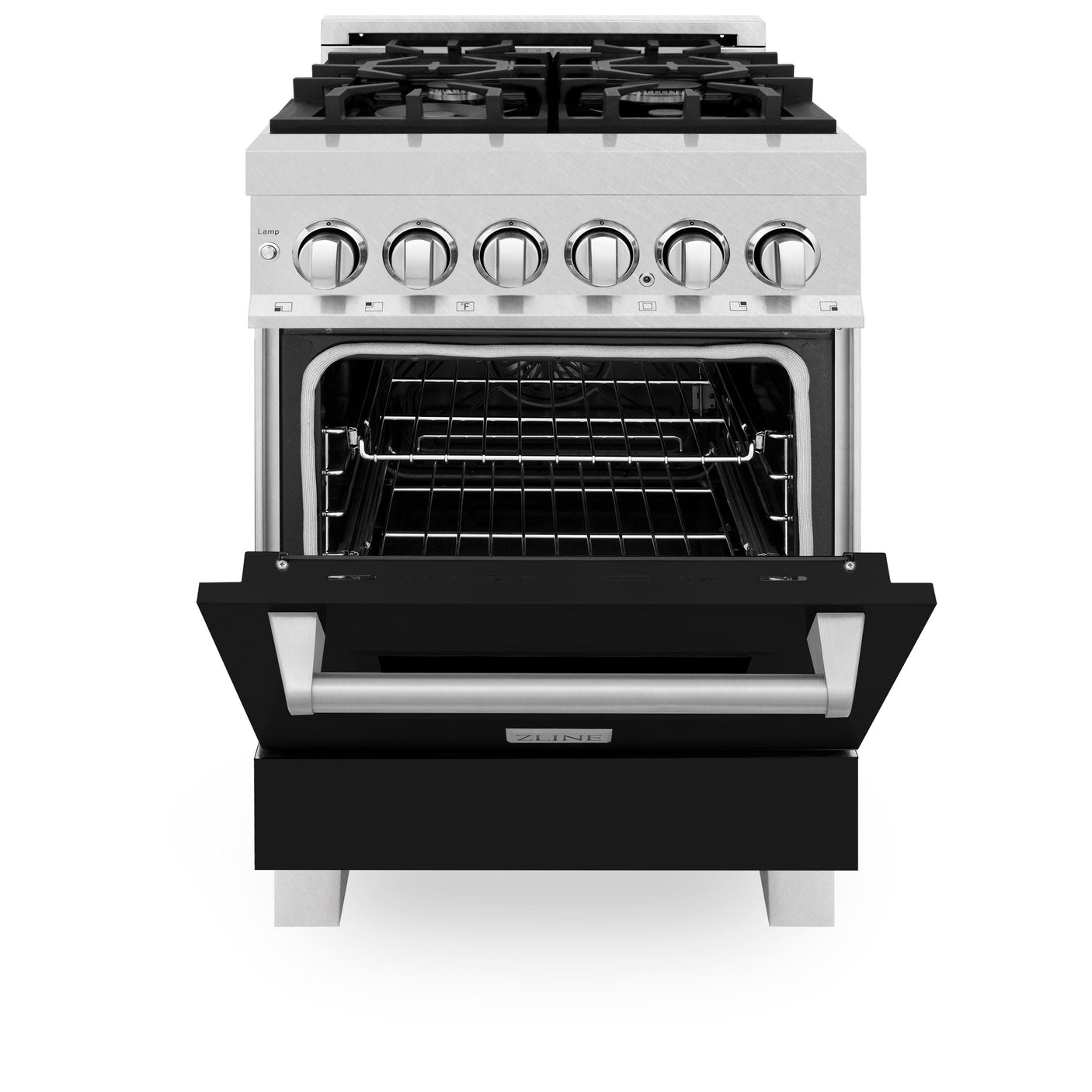 ZLINE 24 in. Professional Dual Fuel Range in DuraSnow Stainless Steel with Color Door Options (RAS-SN-24) [Color: Black Matte]