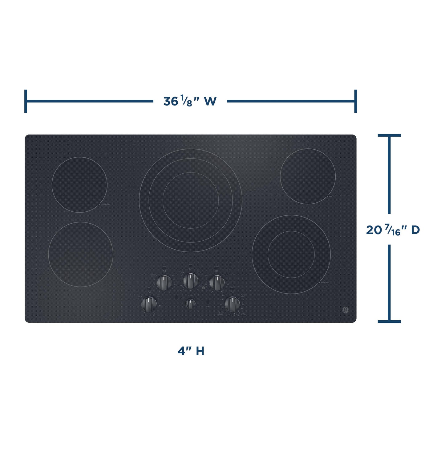 GE® 36" Built-In Knob Control Electric Cooktop