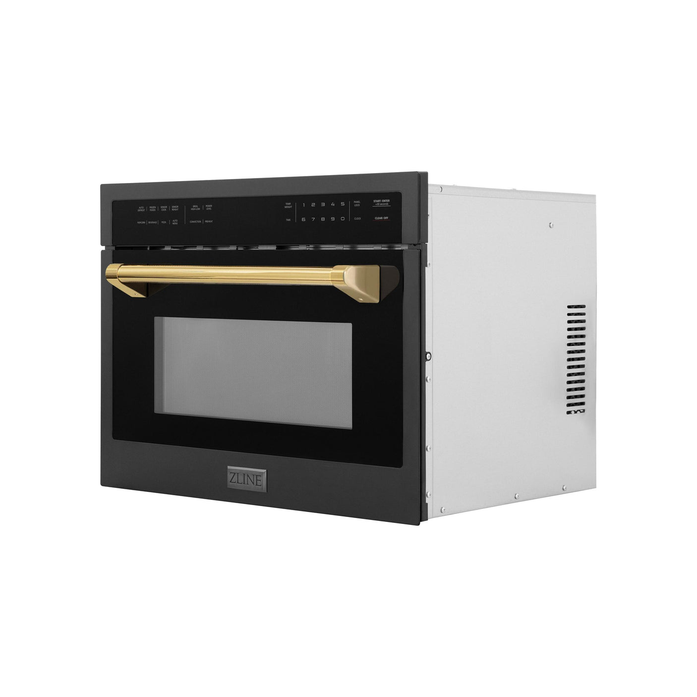 ZLINE Autograph Edition 24" 1.6 cu ft. Built-in Convection Microwave Oven in Black Stainless Steel and Polished Gold Accents (MWOZ-24-BS-G)