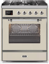 Majestic II 30 Inch Dual Fuel Natural Gas Freestanding Range in Antique White with Chrome Trim