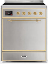 Majestic II 30 Inch Electric Freestanding Range in Stainless Steel with Brass Trim