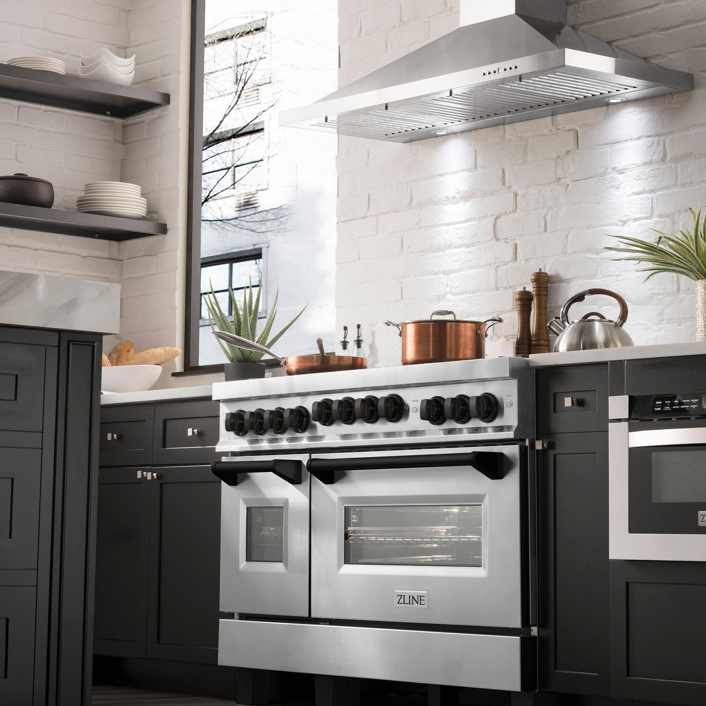 ZLINE Autograph Edition 48" 6.0 cu. ft. Range with Gas Stove and Gas Oven in Stainless Steel with Accents (RGZ-48) [Color: Matte Black]