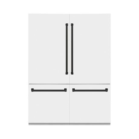 ZLINE 60" Autograph Edition 32.2 cu. ft. Built-in 4-Door French Door Refrigerator with Internal Water and Ice Dispenser in White Matte with Matte Black Accents (RBIVZ-WM-60-MB)